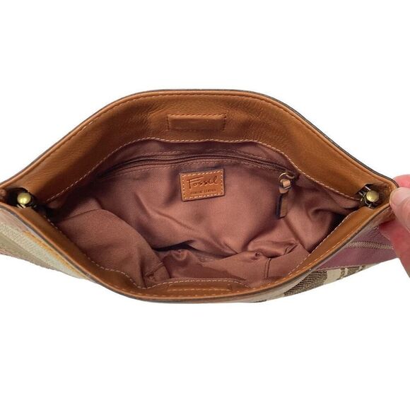 Fossil Retro Y2K leather diagonal patchwork magnetic closure clutch handbag ￼ - Picture 3 of 6